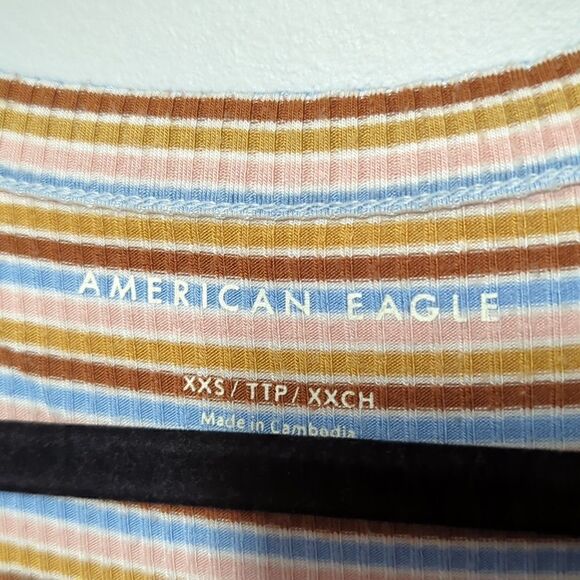 American Eagle Striped V Neck Blouse - Picture 3 of 6